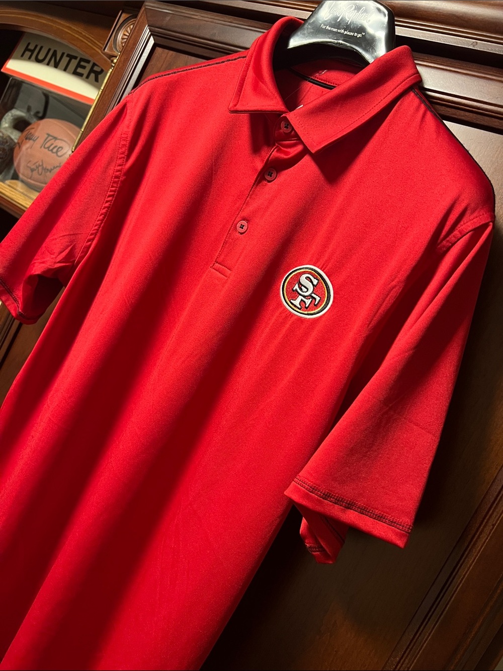 Brand New NFL SF 49ers Team Antigua Red Sportswear Polo with Embroidered SF Logo - Picture 7 of 15
